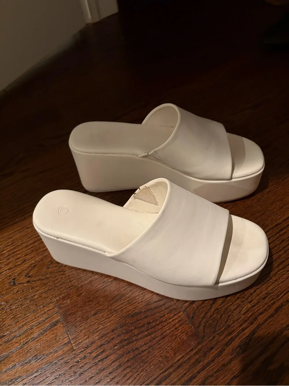 White Platform Slide Sandals - Women's
